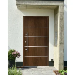 SplenDoor  Premium-Haustür Passivedoor Visby RC2 energiesparend einbruchsicher nussbaum 100 x 210 cm links