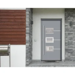 SplenDoor  Premium-Haustür Passivedoor Bergen energiesparend grau 100 x 210 cm links