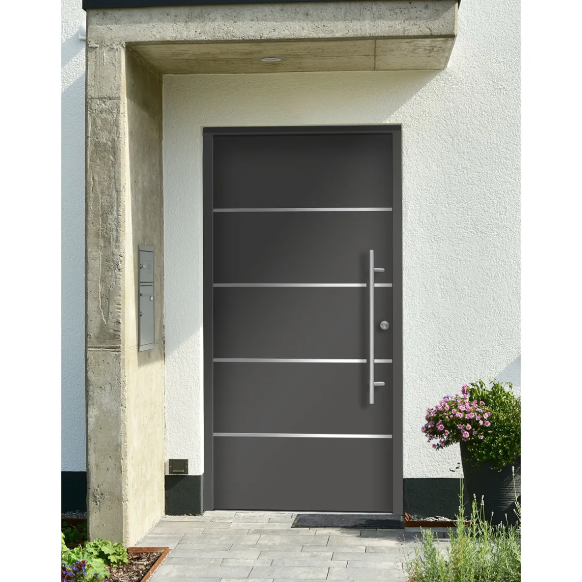 SplenDoor Premium-Haustür Passivedoor Visby energiesparend anthrazit 110 x 210 cm rechts