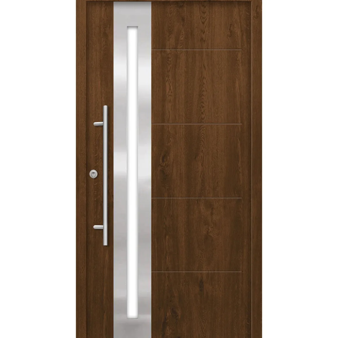 SplenDoor Premium-Haustür Passivedoor Eksjo RC2 energiesparend einbruchsicher nussbausm 100 x 200 cm links