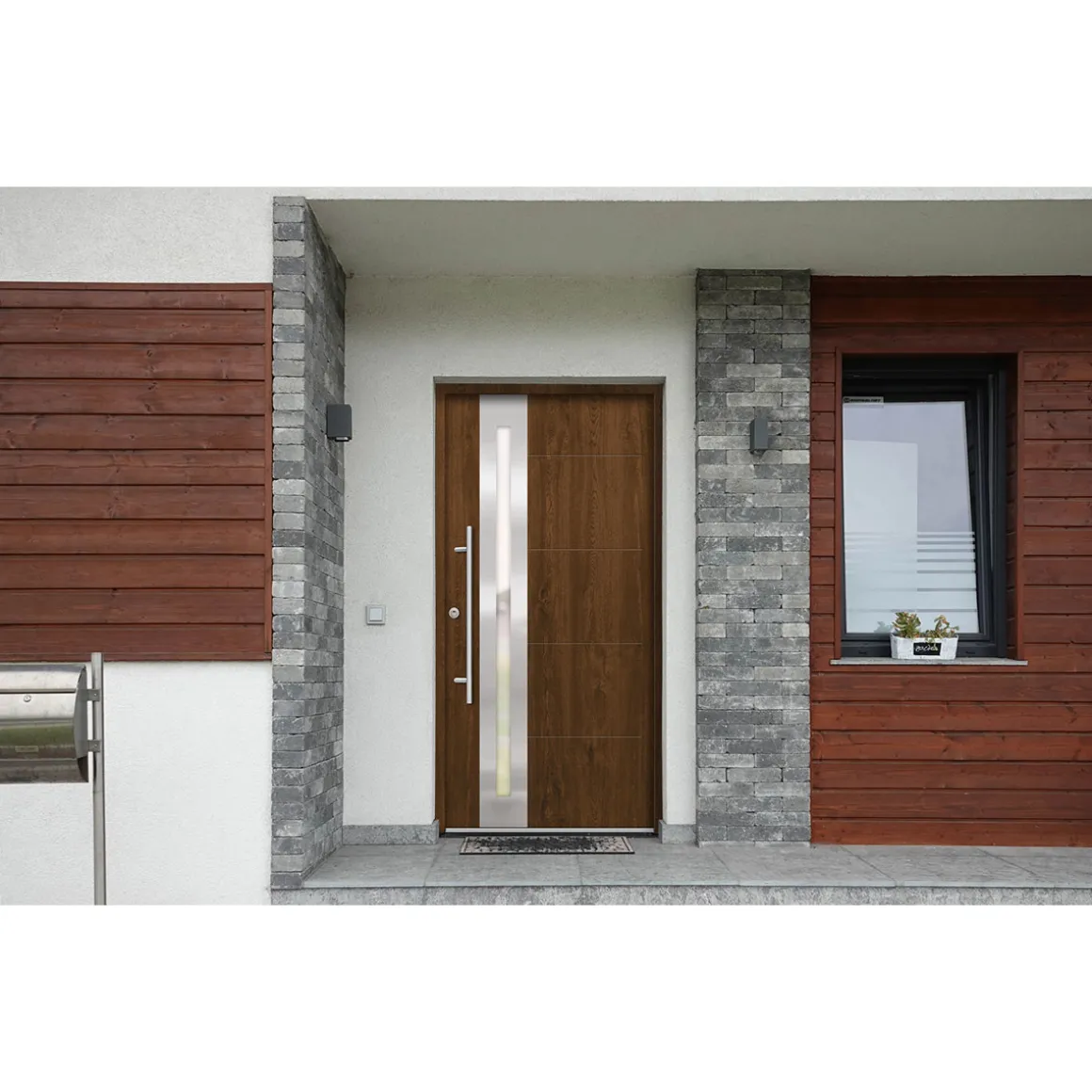 SplenDoor Premium-Haustür Passivedoor Eksjo RC2 energiesparend einbruchsicher nussbausm 100 x 200 cm links