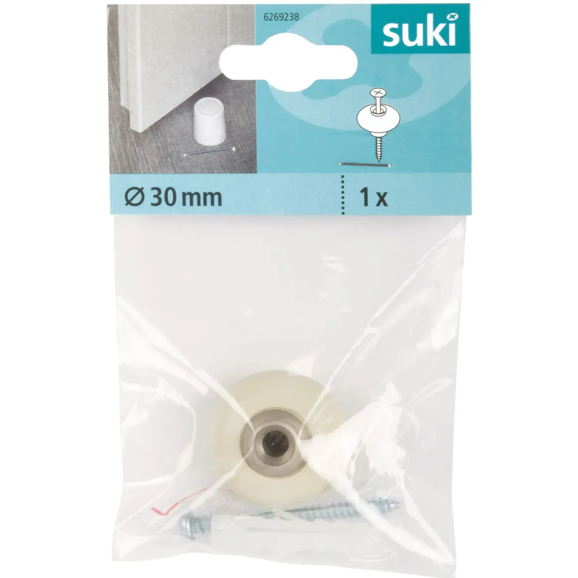 Suki Türstopper mit Schraube Metall 3 cm weiß