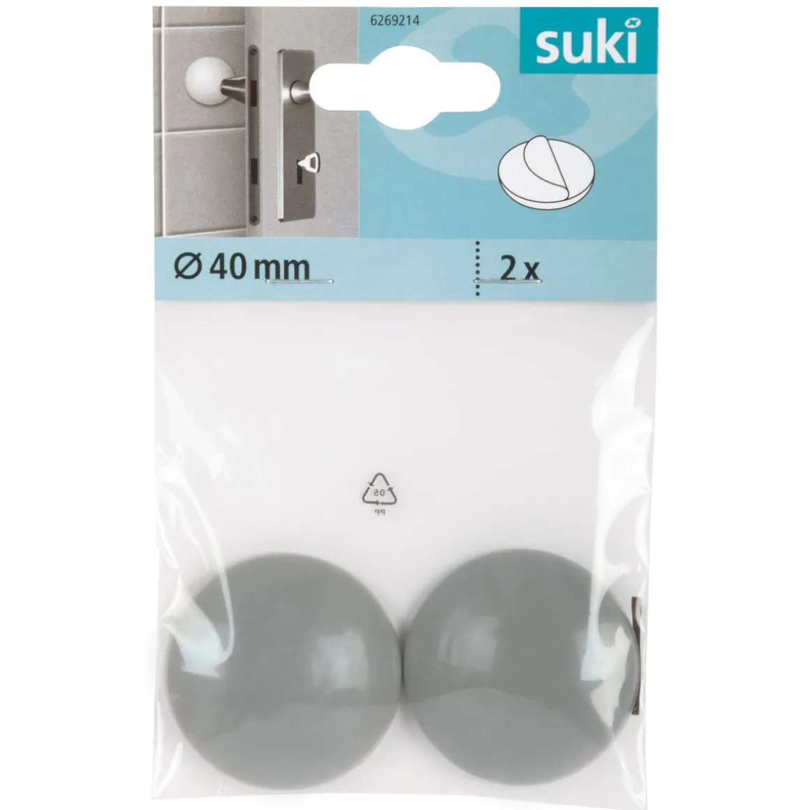 Suki Wandpuffer-Set klebend 4 cm grau 2 Stück