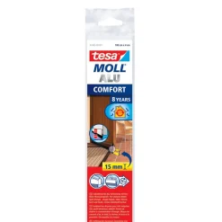 Tesa Türdichtschiene braun für Spalten bis 15 mm für unebene Böden lack Alu-Profil