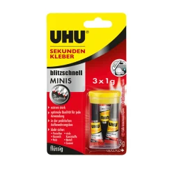 UHU  Sekundenkleber blitzschnell minis flüssig 3 x 1 g