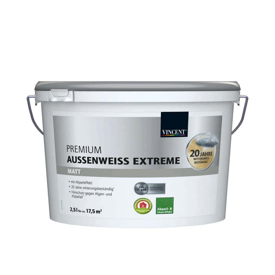 Vincent Fassadenfarbe Premium Aussenweiss Extreme matt 2,5 L