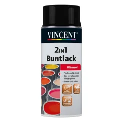 Vincent 2in1 Buntlack Spray Tiefschwarz glänzend 0,4 L