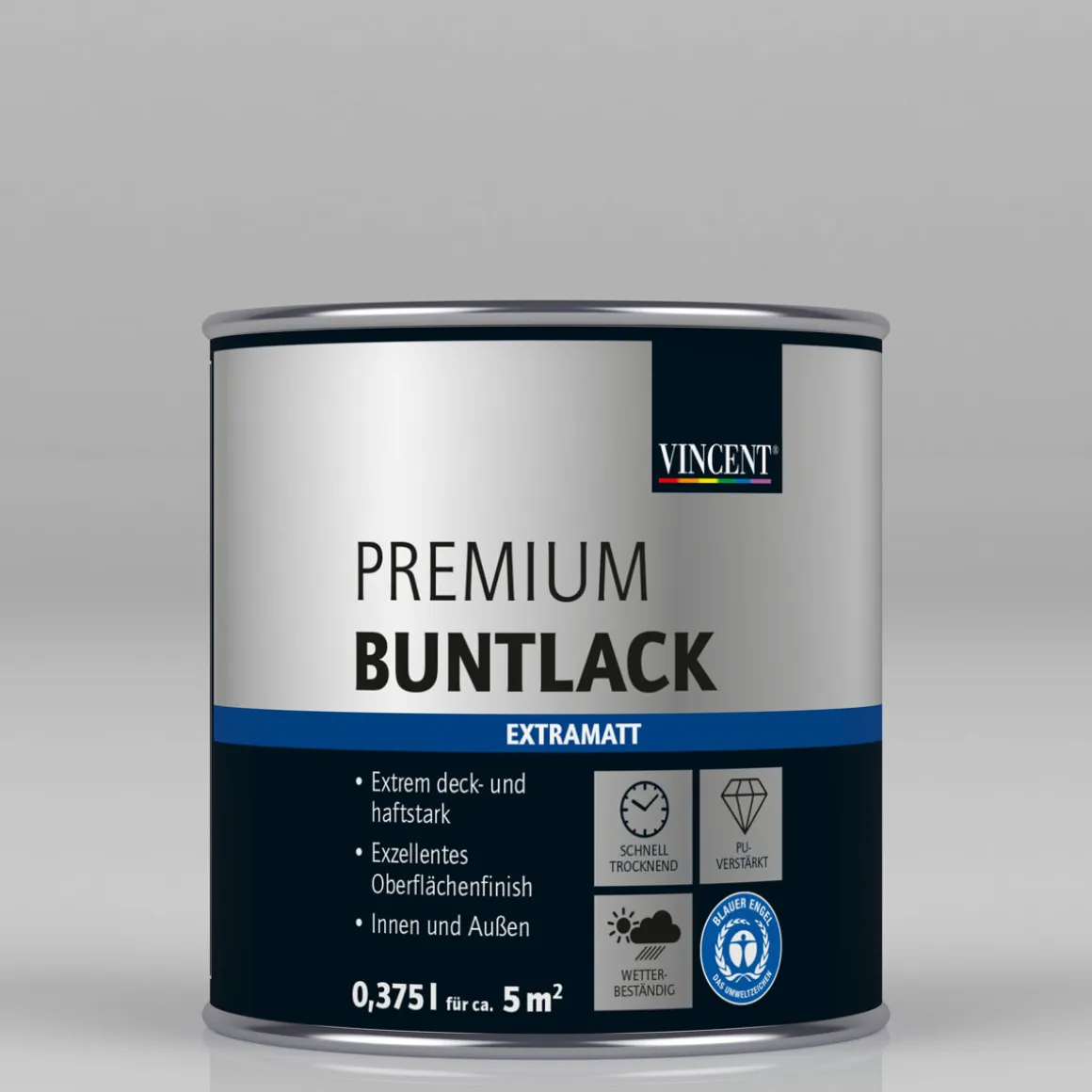 Vincent Premium Buntlack seidengrau matt 375 ml