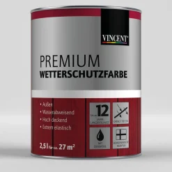 Vincent Premium Wetterschutzfarbe Tiefschwarz 2,5 L
