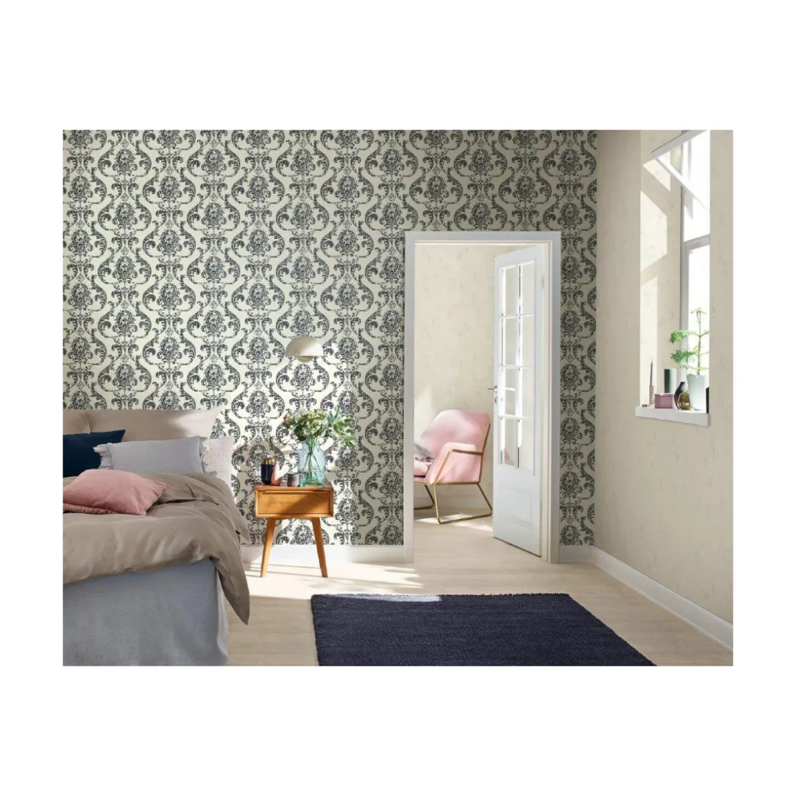 Vliestapete 10,05x0,53 m Creme silber