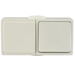 Waagerecht Feuchtraum Aufputz-Kombi Aquarius Steckdose und Aus-/Wechselschalter polarweiß