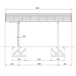 Ximax Carport Alu Portoforte 60 Mini LxB 2538 x 2010 mm Edelstahl-Look