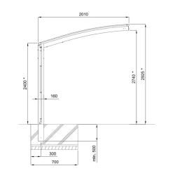 Ximax Carport Alu Portoforte 60 Mini LxB 2538 x 2010 mm schwarz